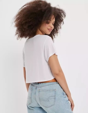 T Shirts American Eagle AE Cropped Soft & Sexy Pocket Tee Blanche Femme | WND-09096536